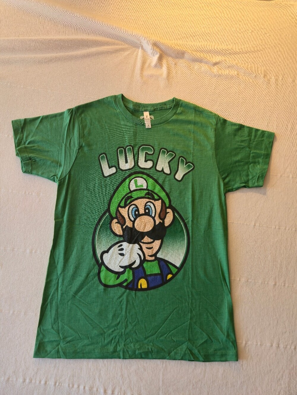 Luigi Nintendo Lucky Green Graphic T-Shirt Size Small New
